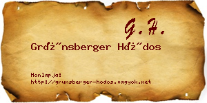 Grünsberger Hódos névjegykártya